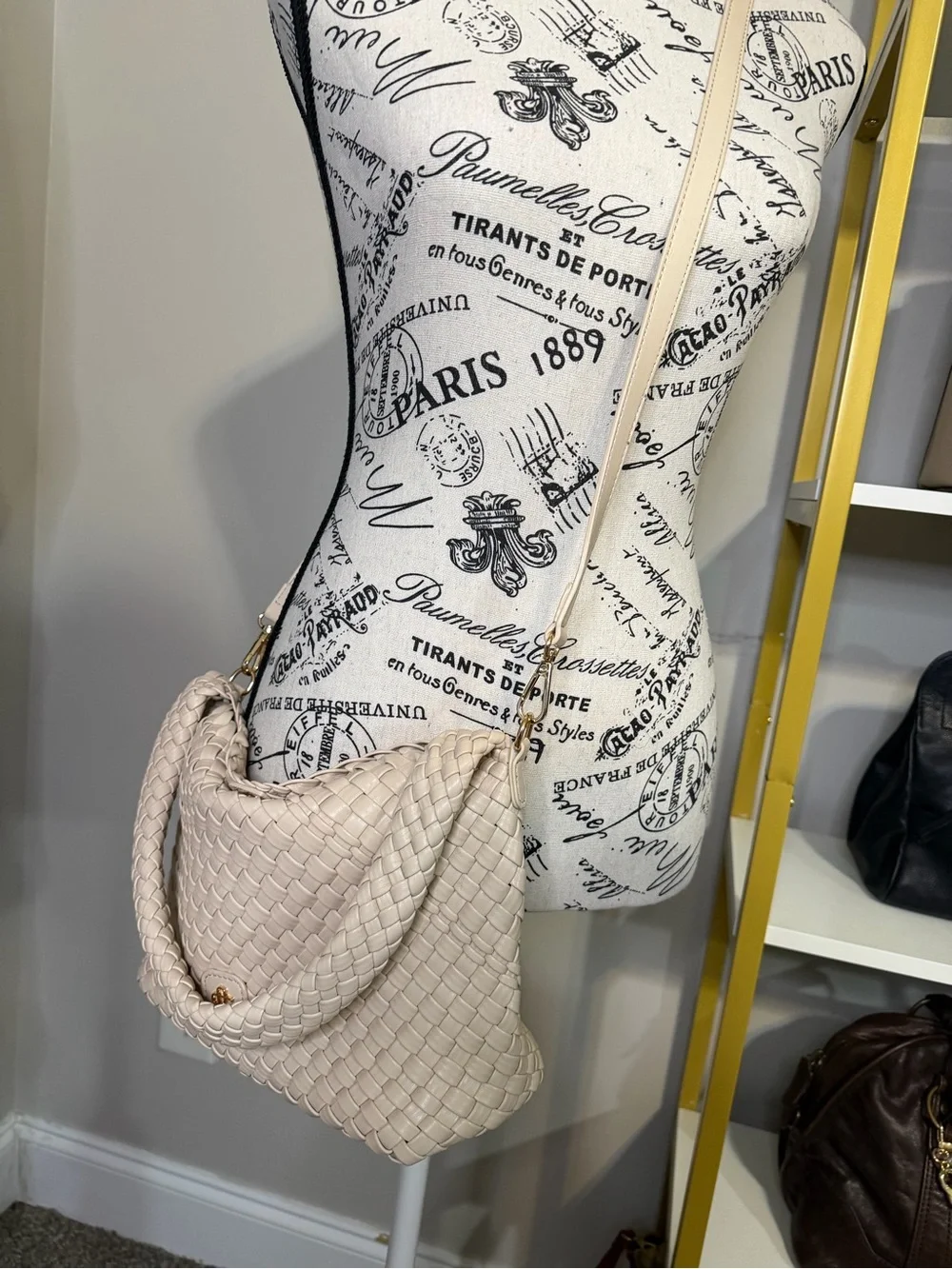 Simply Southern Cream Woven Shoulder Bag with Crossbody Strap
